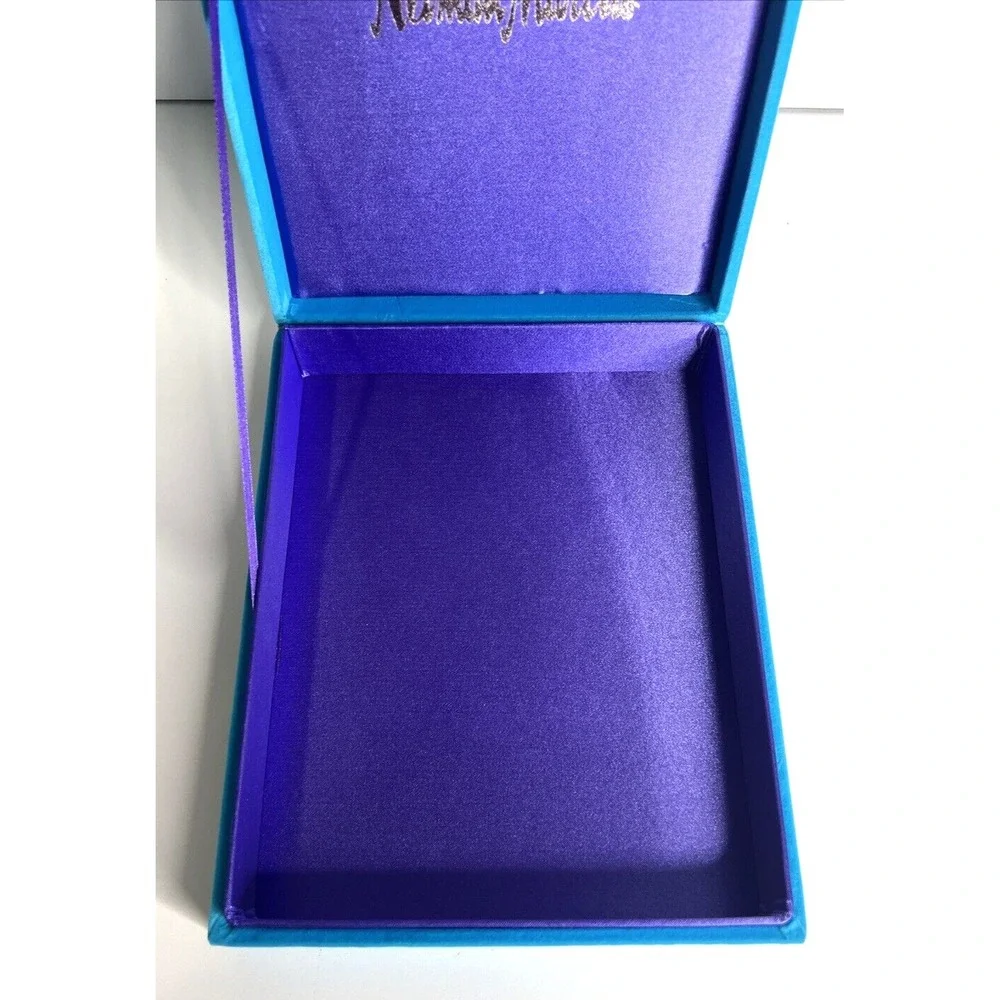 Neiman Marcus Empty Gift Box Aqua Blue Turquoise Velvet 9.5